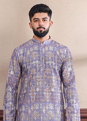 Purple Cotton Kurta & Pajama Set