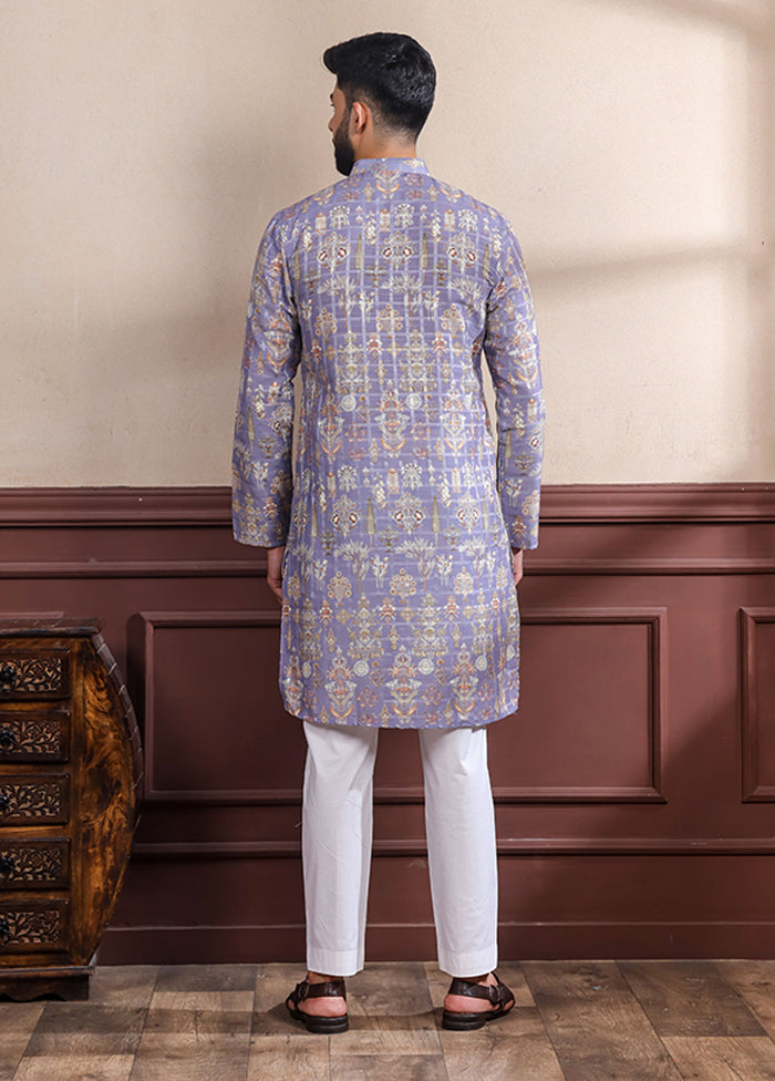 Purple Cotton Kurta & Pajama Set