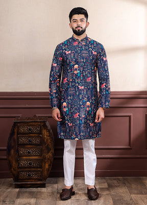 Blue Cotton Kurta & Pajama Set