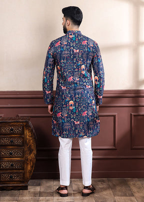 Blue Cotton Kurta & Pajama Set