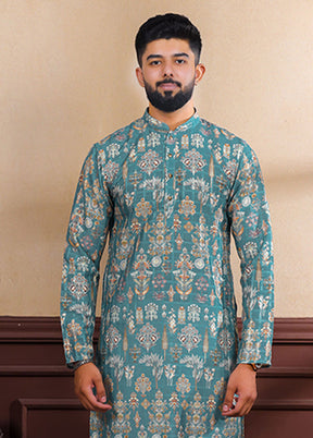 Green Cotton Kurta & Pajama Set