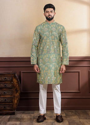 Green Cotton Kurta & Pajama Set