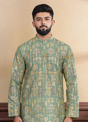Green Cotton Kurta & Pajama Set