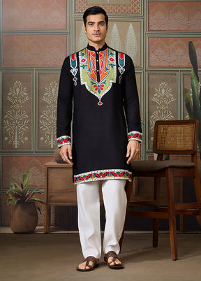Black Cotton Kurta