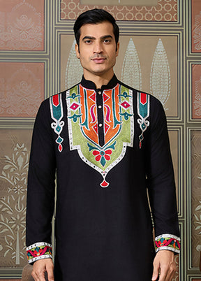 Black Cotton Kurta