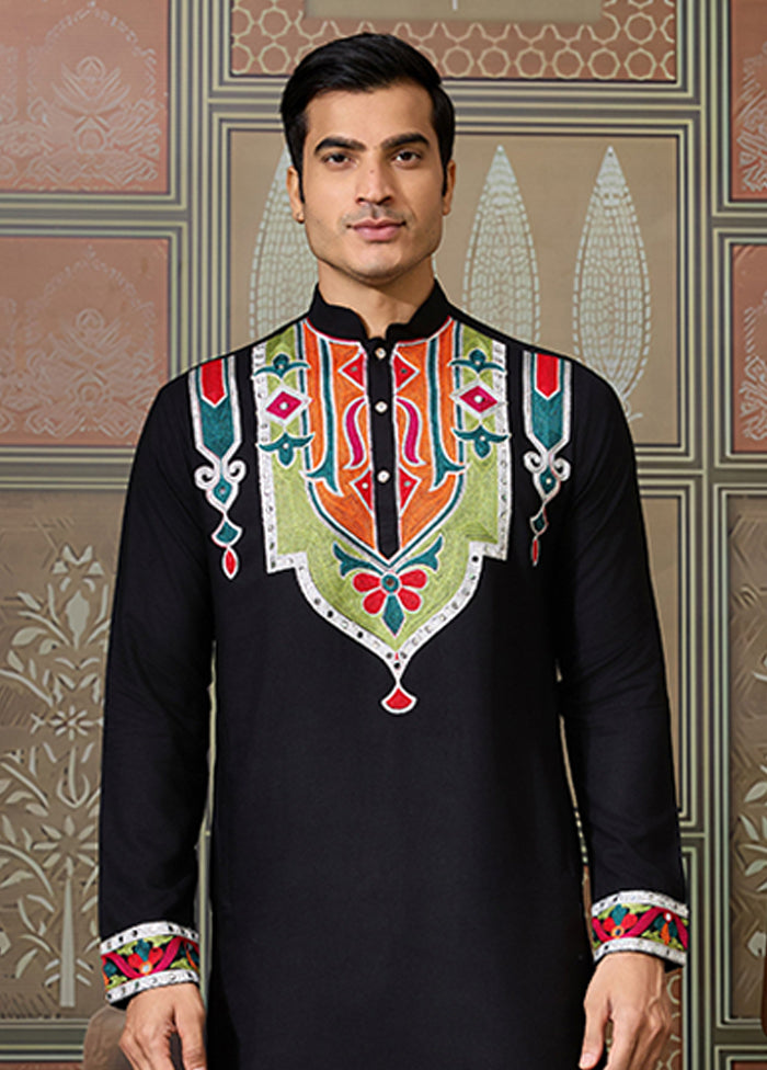 Black Cotton Kurta