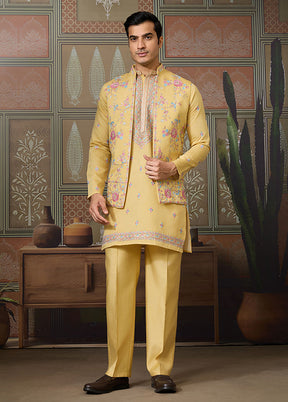 Yellow Viscose Kurta & Pajama Set