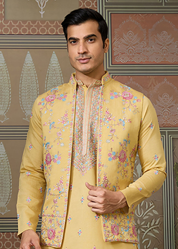 Yellow Viscose Kurta & Pajama Set
