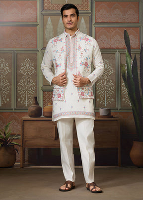 White Viscose Kurta & Pajama Set