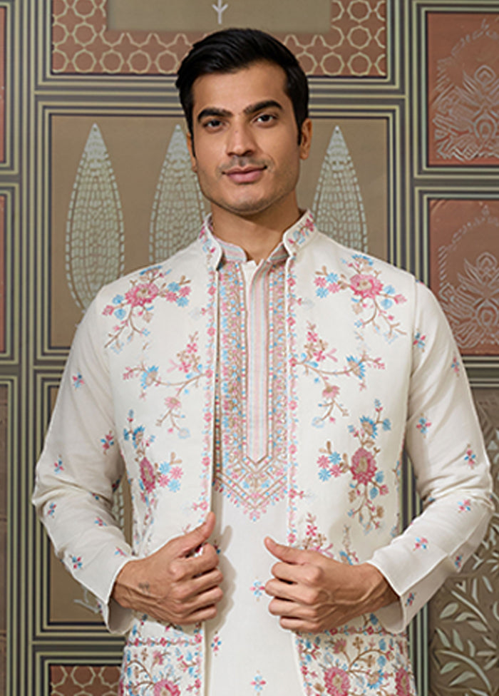 White Viscose Kurta & Pajama Set
