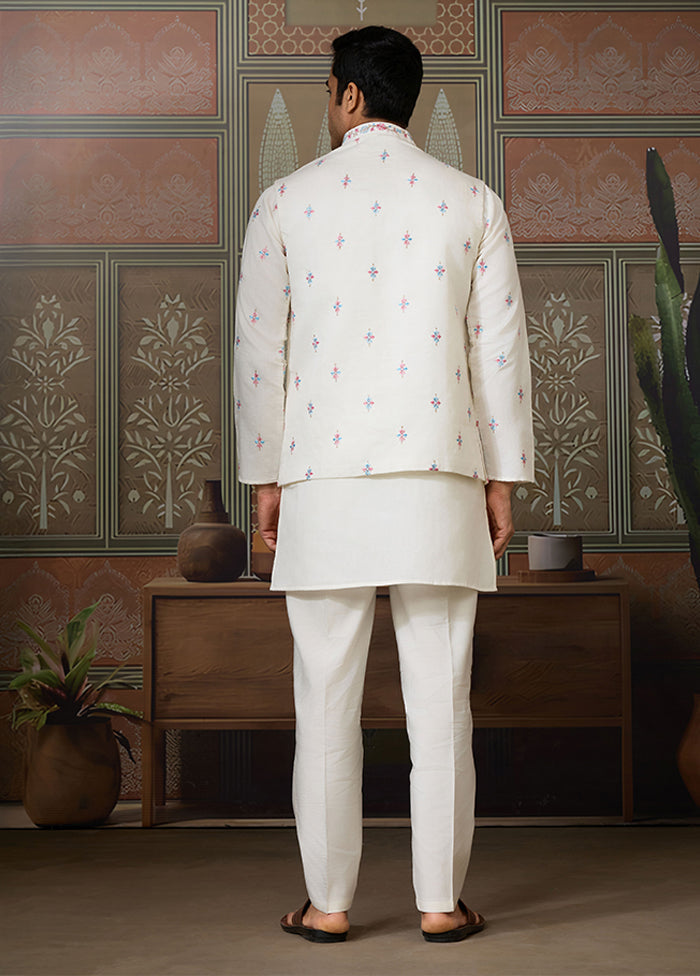 White Viscose Kurta & Pajama Set