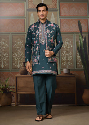 Green Viscose Kurta & Pajama Set