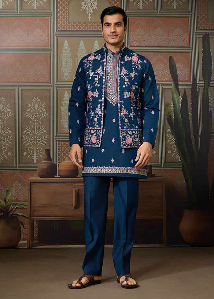 Blue Viscose Kurta & Pajama Set