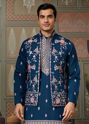 Blue Viscose Kurta & Pajama Set