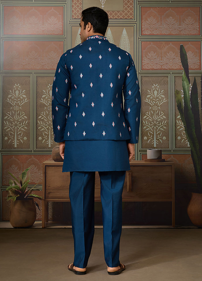 Blue Viscose Kurta & Pajama Set