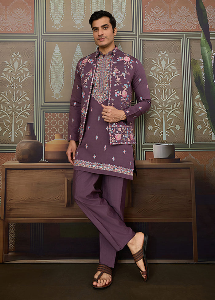 Purple Viscose Kurta & Pajama Set