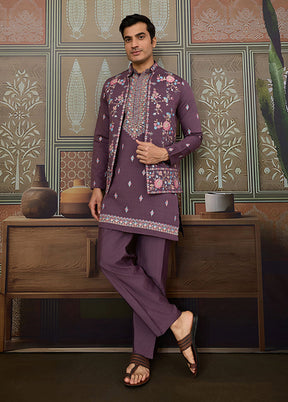 Purple Viscose Kurta & Pajama Set