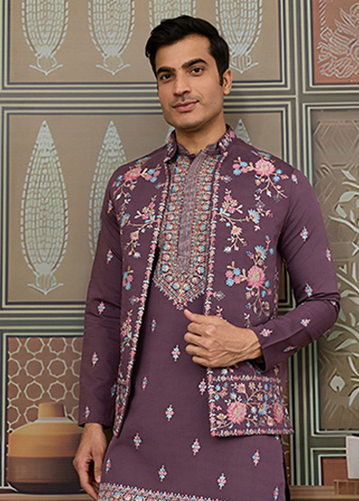 Purple Viscose Kurta & Pajama Set