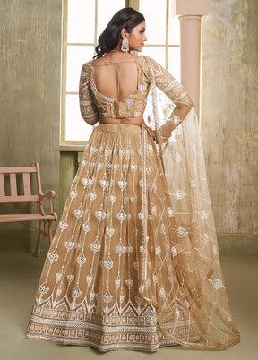 Brown Net Lehenga Set