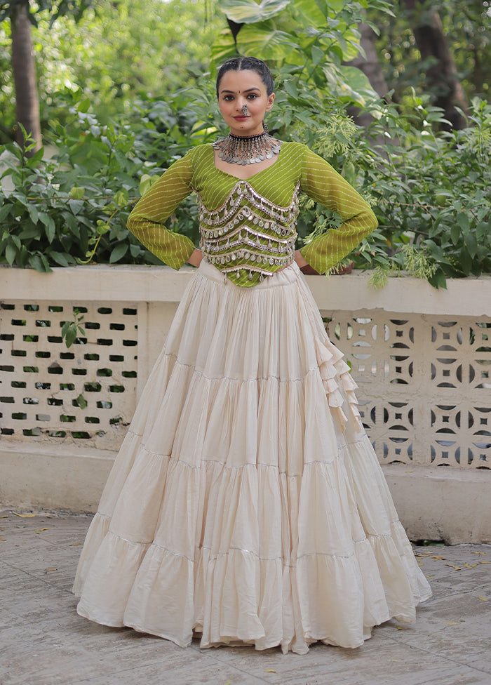 Green Cotton Lehenga Set