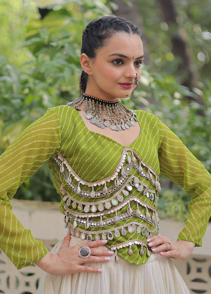 Green Cotton Lehenga Set