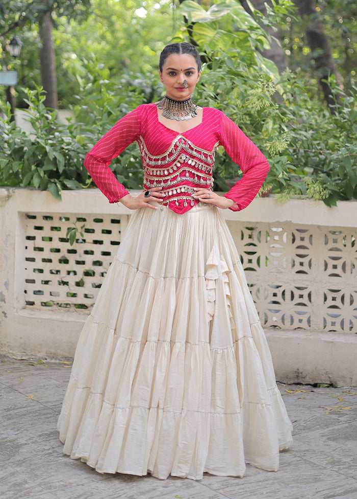 Pink Cotton Lehenga Set