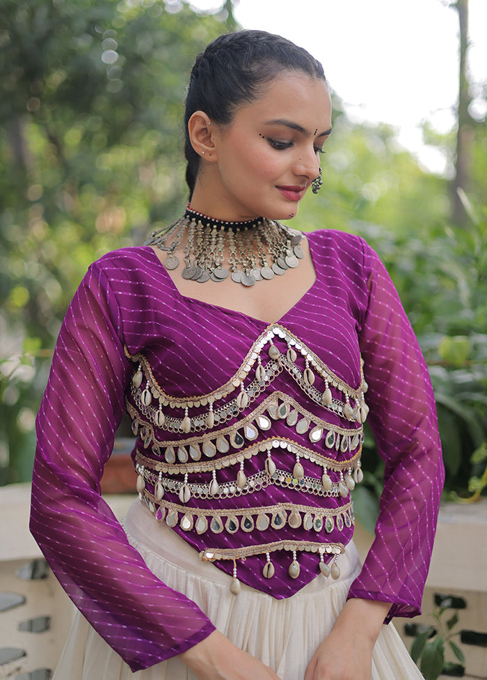 Purple Cotton Lehenga Set