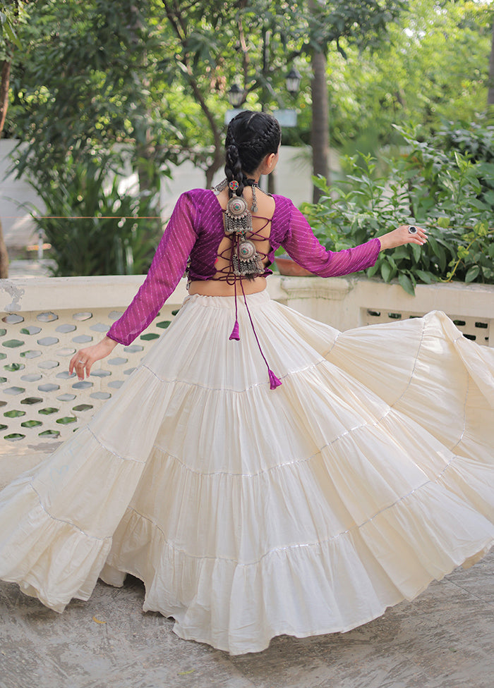 Purple Cotton Lehenga Set
