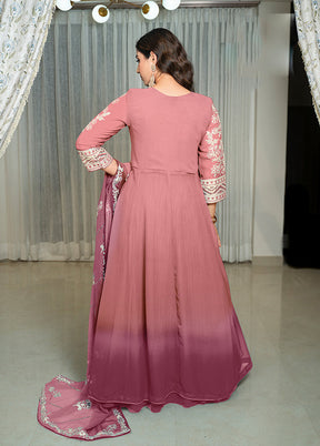 3 Pc Pink Georgette Suit Set