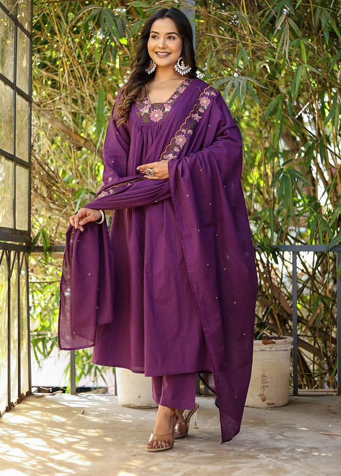 3 Pc Purple Silk Suit Set