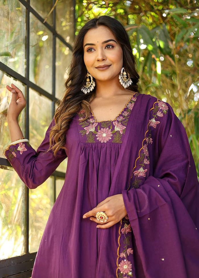 3 Pc Purple Silk Suit Set