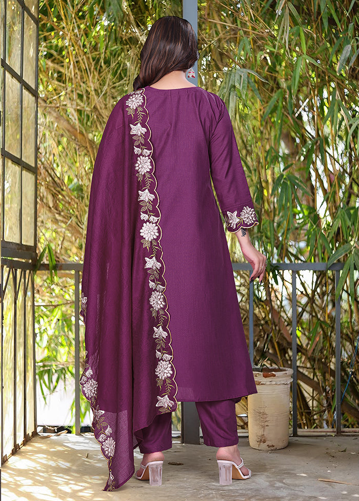 3 Pc Purple Silk Suit Set