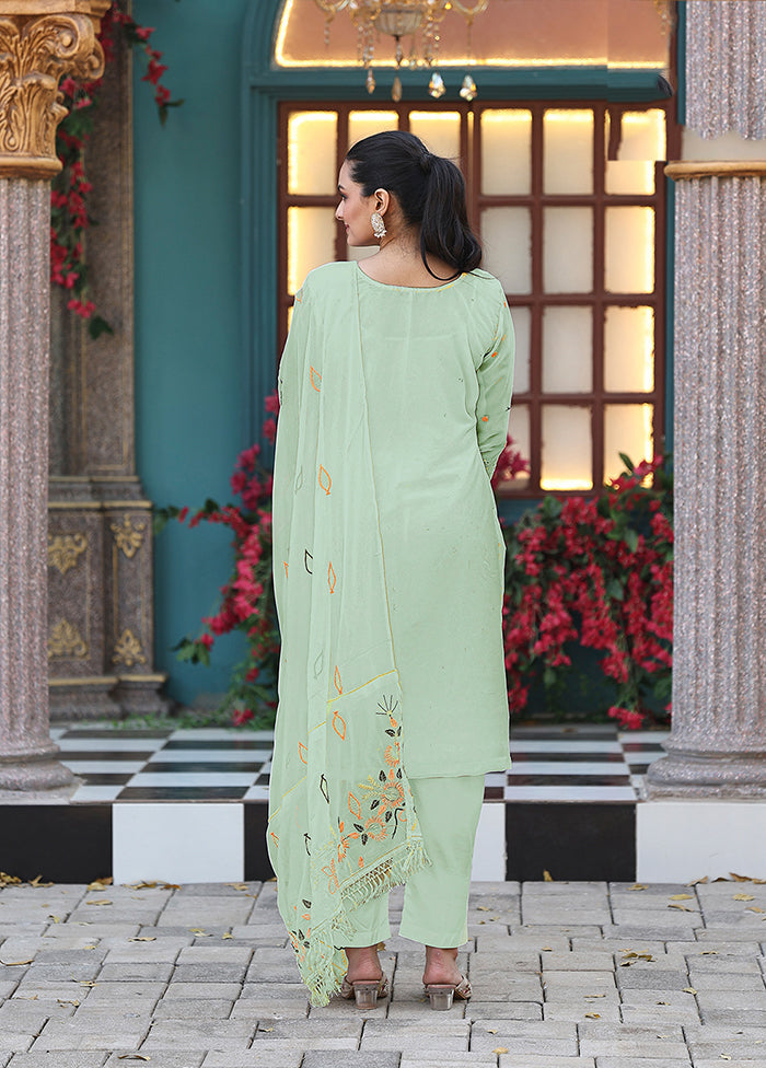 3 Pc Green Georgette Suit Set