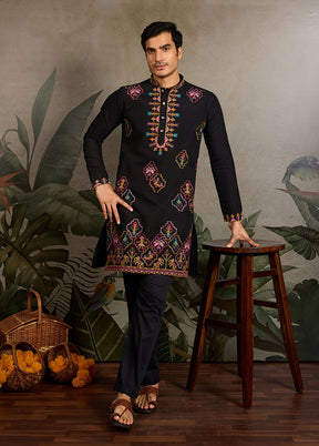 Black Viscose Kurta