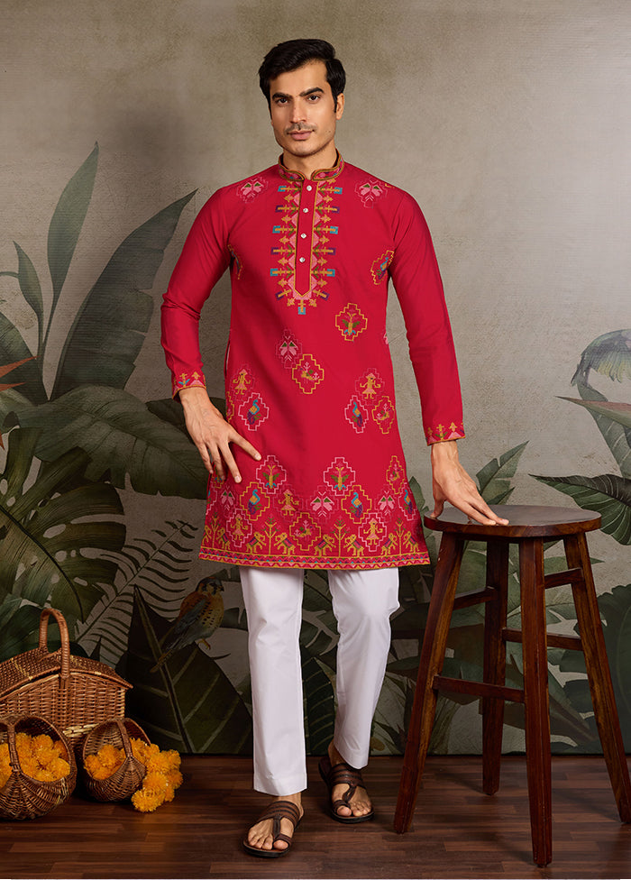 Red Viscose Kurta