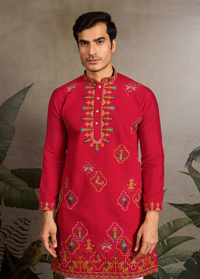 Red Viscose Kurta