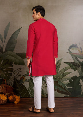 Red Viscose Kurta