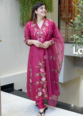3 Pc Pink Silk Suit Set