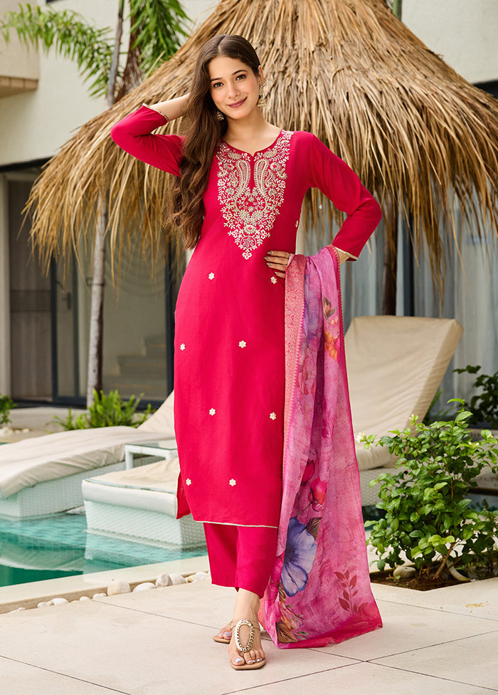 3 Pc Pink Silk Suit Set