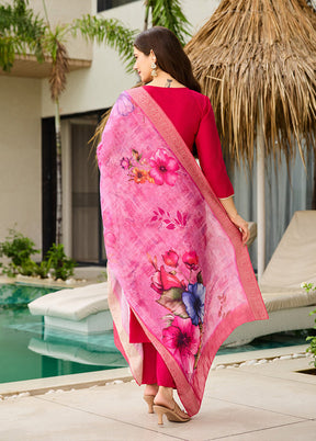 3 Pc Pink Silk Suit Set