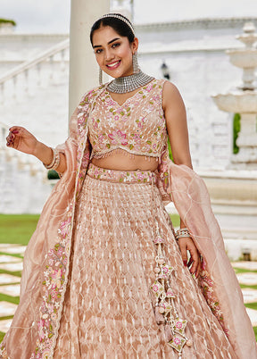Multicolor Blended Silk Lehenga Set