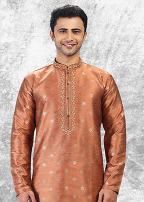 Peach Silk Kurta & Pajama Set
