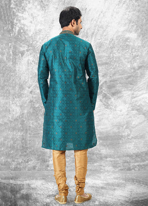 Green Silk Kurta & Pajama Set