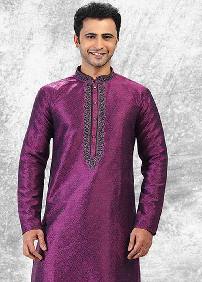 Purple Silk Kurta & Pajama Set