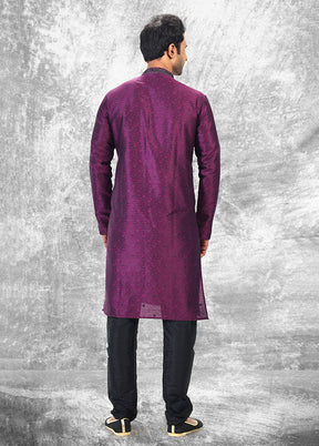 Purple Silk Kurta & Pajama Set