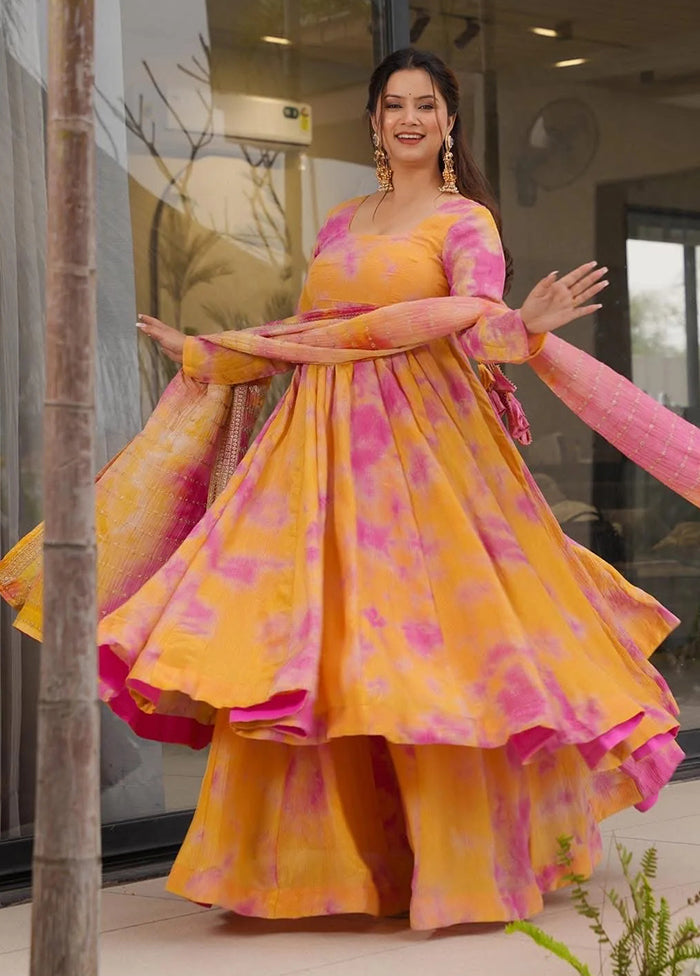 3 Pc Orange Silk Suit Set