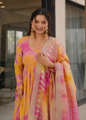 3 Pc Orange Silk Suit Set