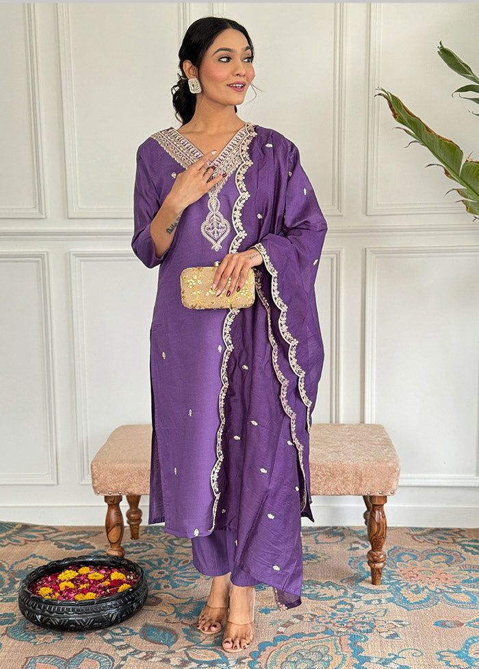 3 Pc Lavender Cotton Suit Set