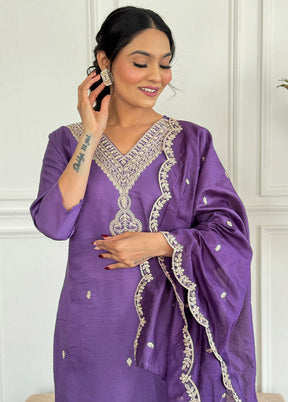 3 Pc Lavender Cotton Suit Set