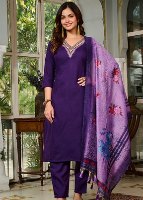 3 Pc Purple Silk Suit Set